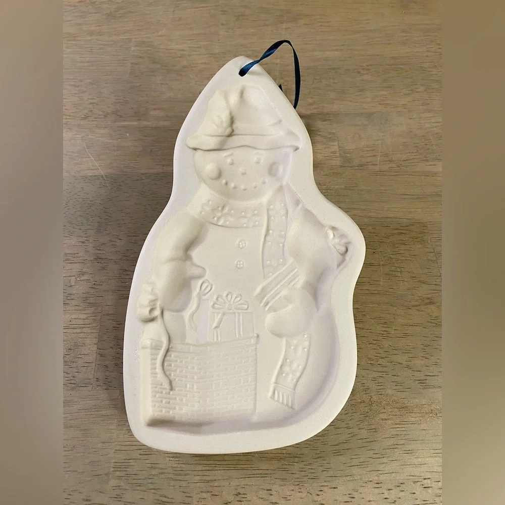 Longaberger 1997 Pottery Snow Friends Cookie Mold Snowmen